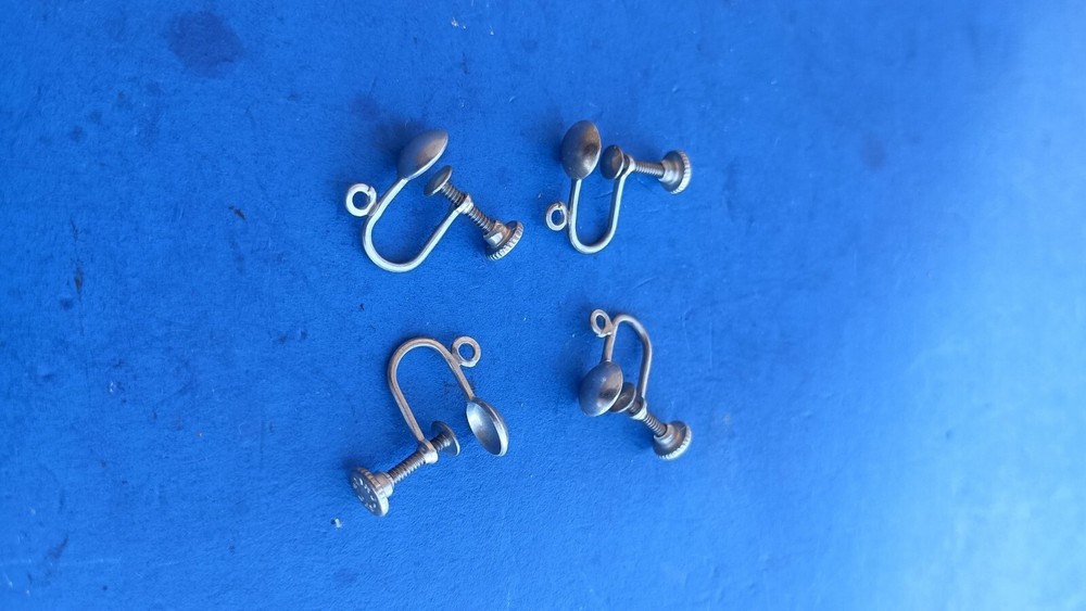 Screw back dangle earring finding setting, 2 Pair, 4 Pieces, Nickle Plated Brass