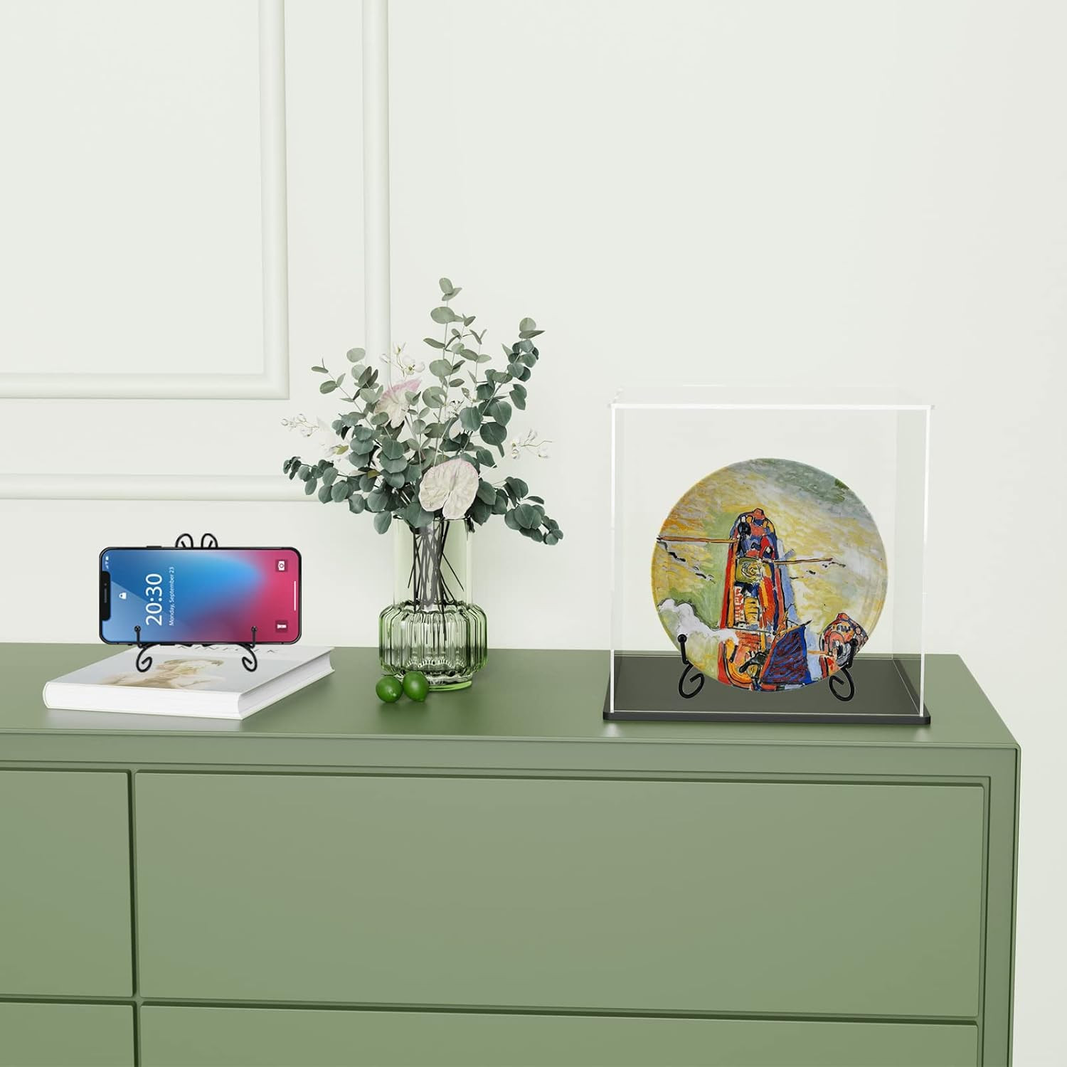 Black Iron Plate Stand, 10 Inch Plate Holder for Display, Small Metal Plate Disp