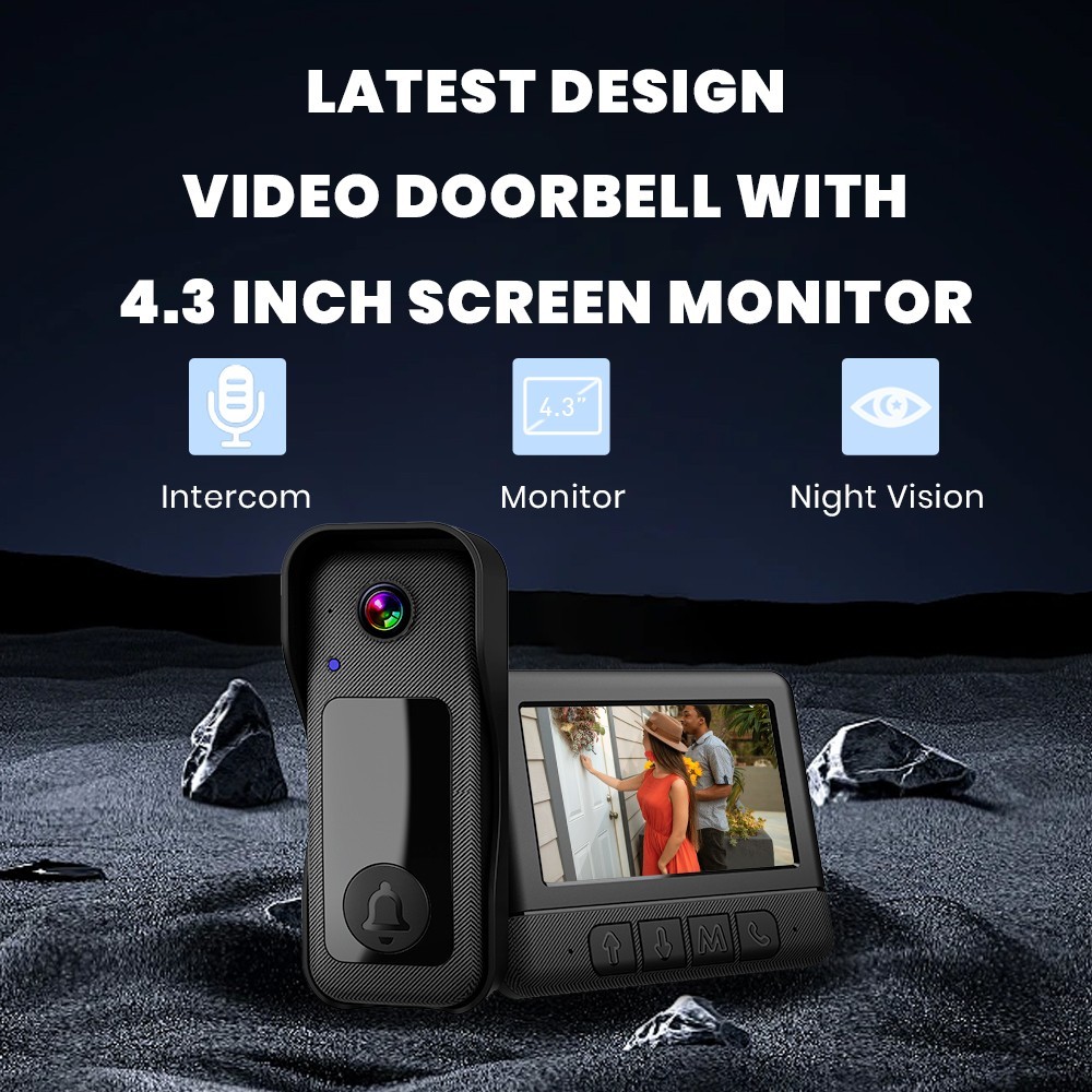 Smart Visual Intercom Video Doorbell PIR Motion + Wireless Chime+WIFI Cloud Save