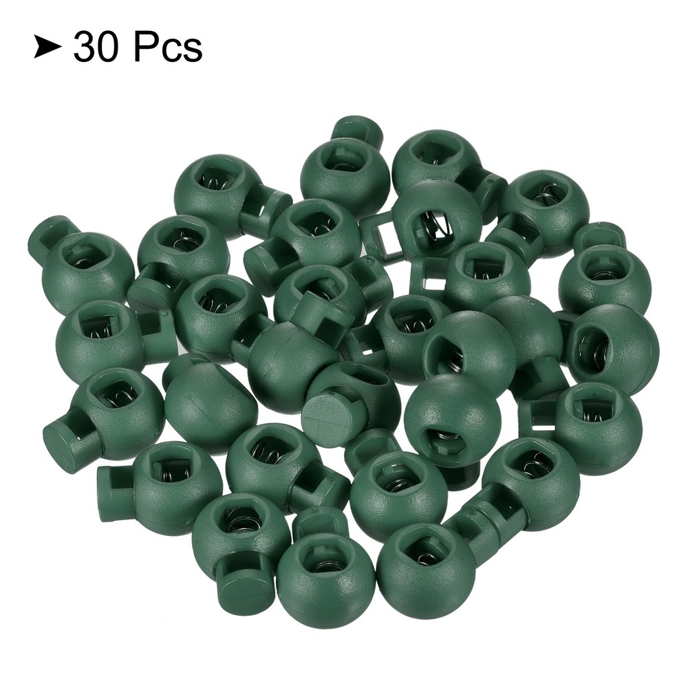 Cord Locks, 30 Pack Ball Spring Toggle Stopper, Dark Green
