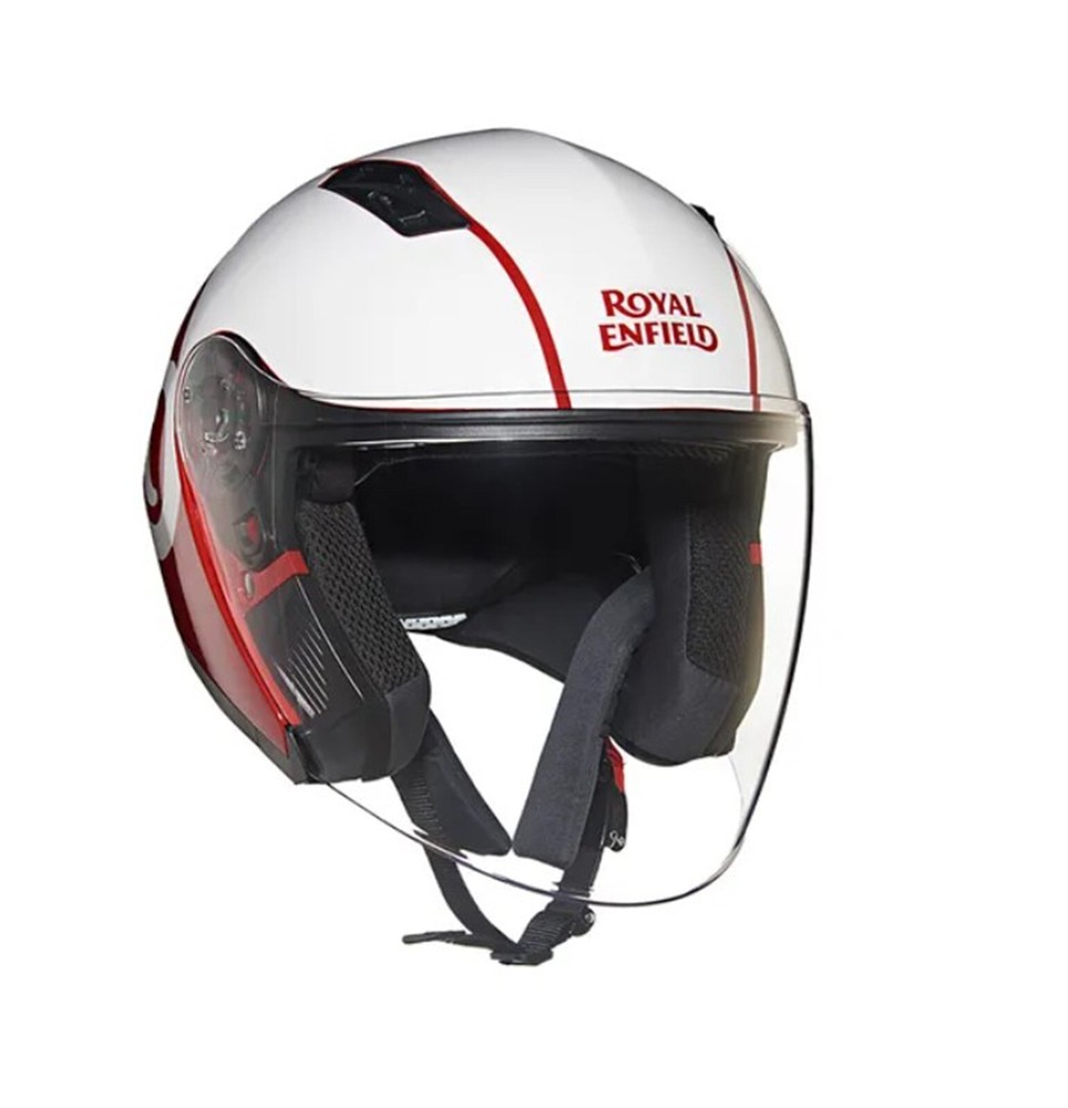 Fits Royal Enfield "LIGHTWING OPEN FACE HELMET, GLOSS RED & WHITE