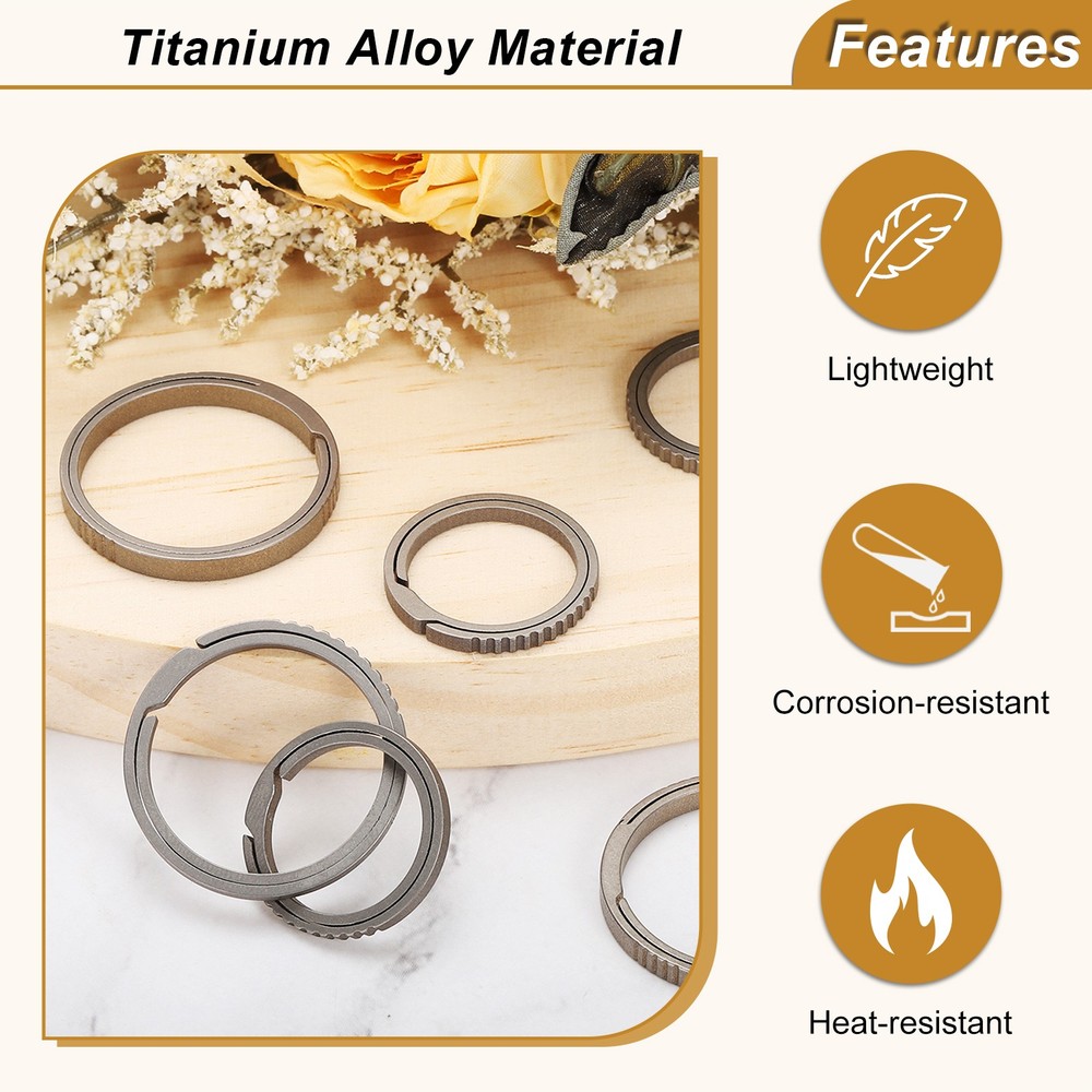 Titanium Keychain Rings, 2 Pcs 0.75-inch Split Side Pushing Key Rings, Silver