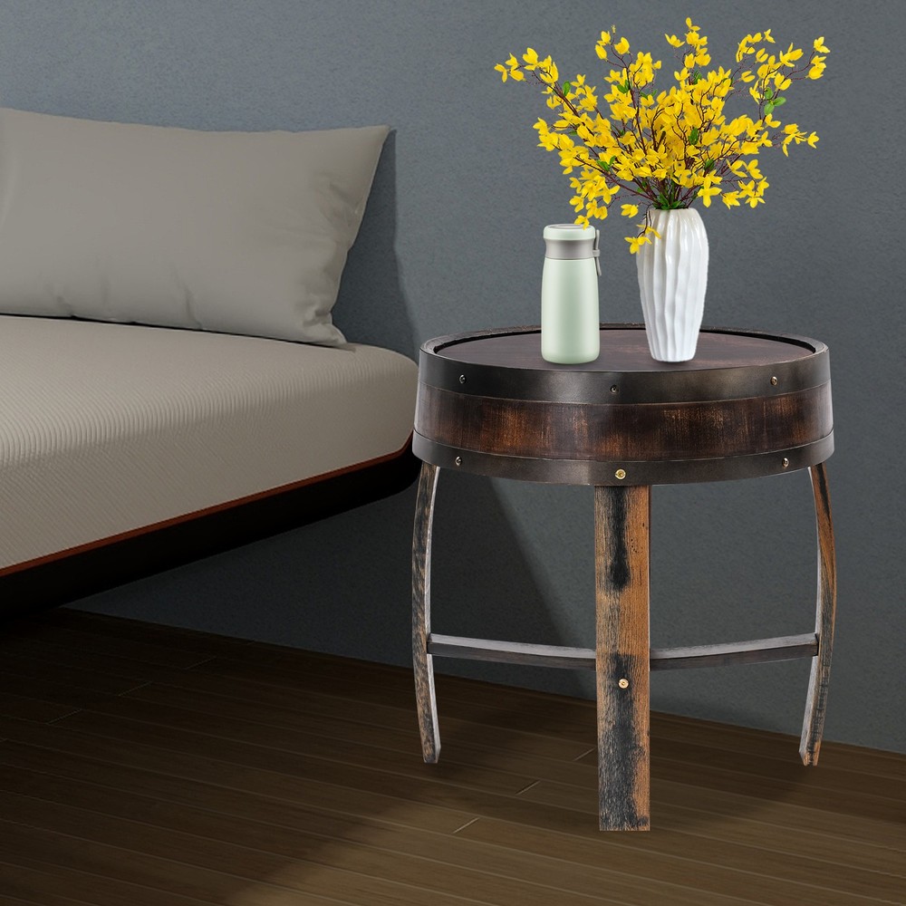 Solid Wood Round Barrel-style End Table Home Tea/coffee Table Wine Side Table