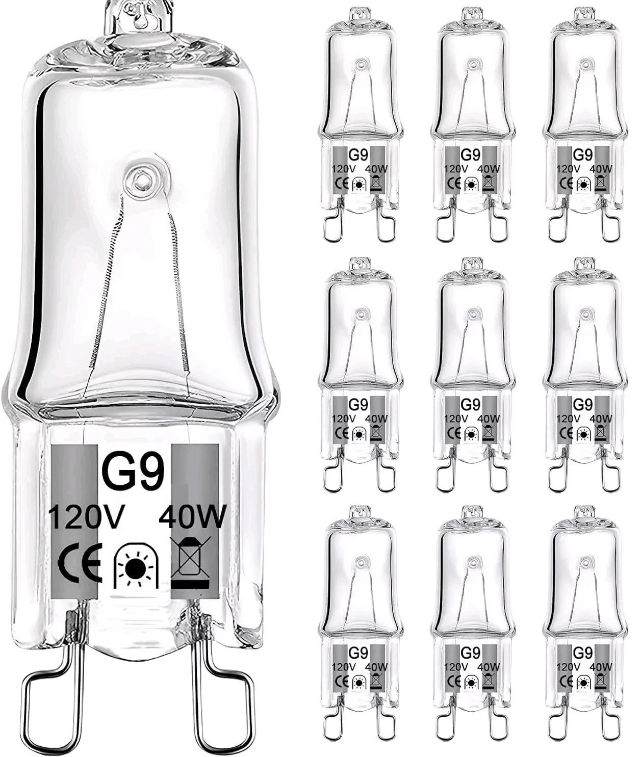 5,10,12pcs G9 Bulb 20 25 40 Watt 120 Volt Dimmable T4 JCD Type Bi-Pin Base