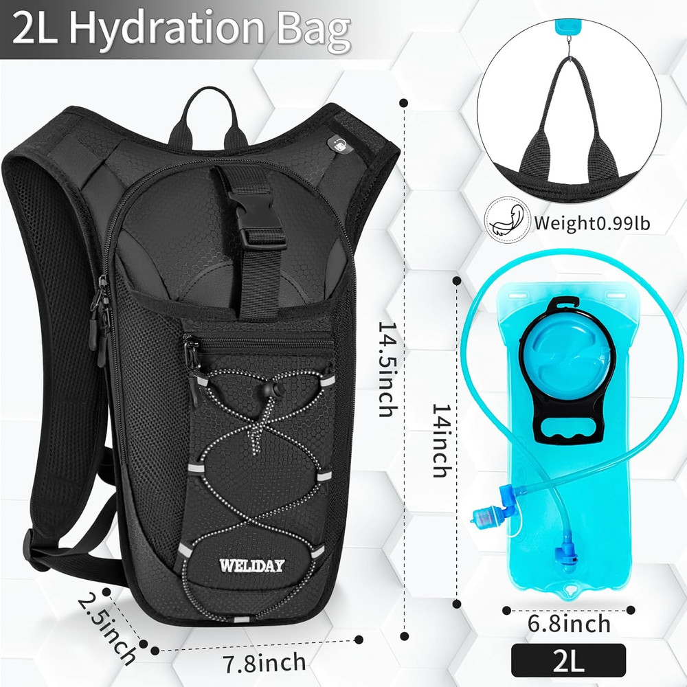 Hydration Backpack with Leak Proof Water Bladder, Lightweight Hydro Water Daypac