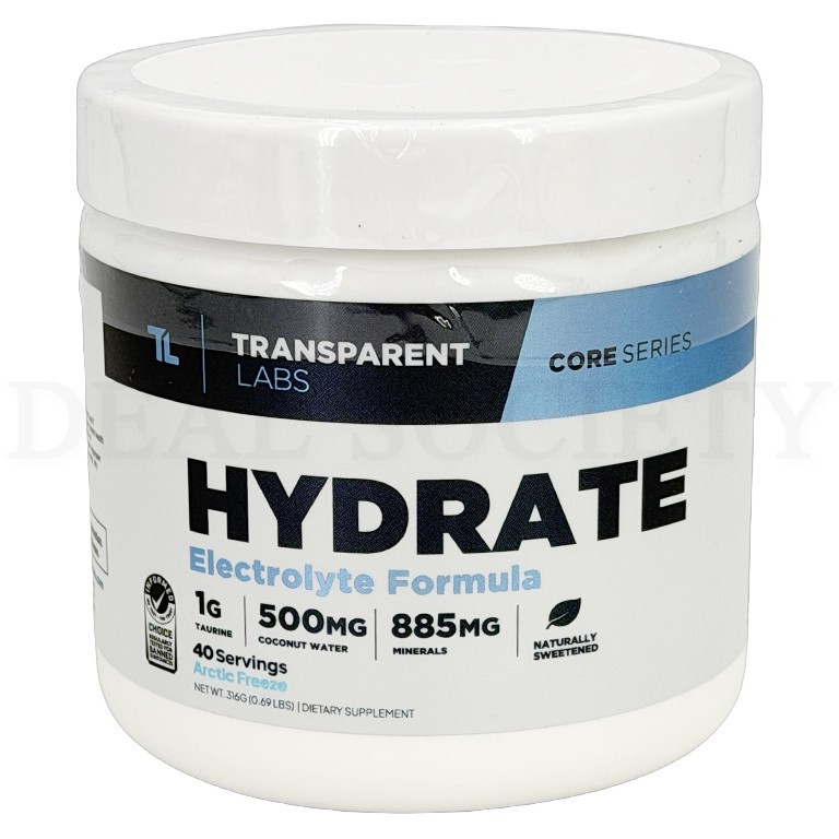 Transparent Labs Hydrate Electrolyte Formula Arctic Freeze 40 Servings Lot of 2