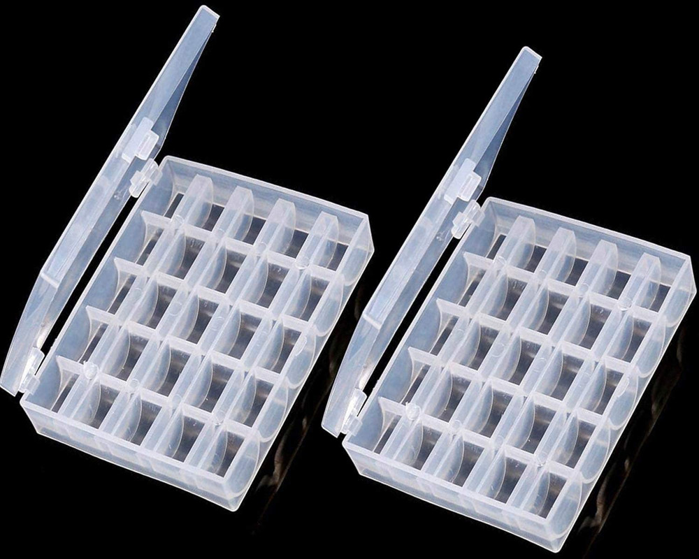 Bobbin Box,Machine Bobbin Organizer Plastic Case,Transparent 25 Slots Empty Bobb