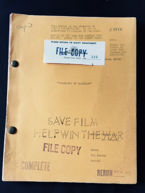 WHISTLING IN BROOKLYN *FILE COPY SCRIPT*