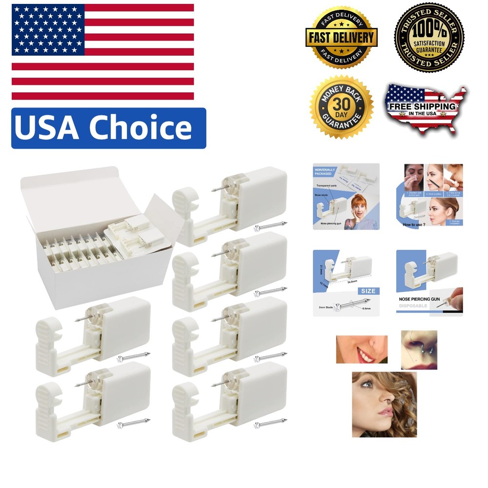 Complete 24-Pcs Nose Piercing Gun Kit with Sterilized Tools - Beginner Friendly