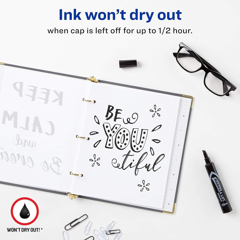 Versatile Water-Resistant Black Permanent Markers - 2 Count, ACMI Certified