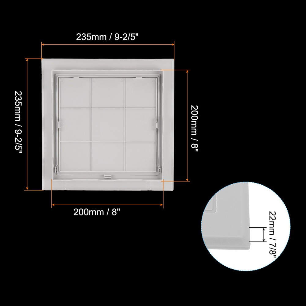 8x8 Inch(195x195mm) Removable Hinged Access Panel, Access Doors, Grey