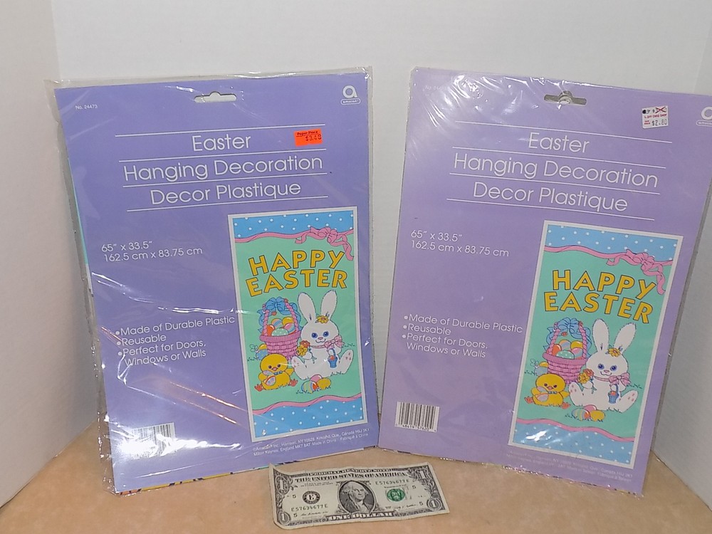2 NIP vintage plastic Easter door or window decor