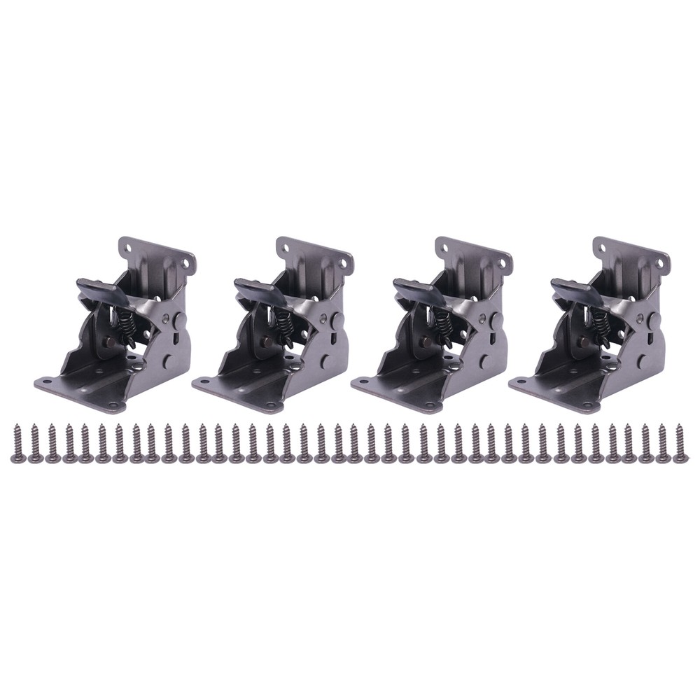 4 Pack Folding Table Leg Brackets, Black Foldable Self-Locking Extension Hinge