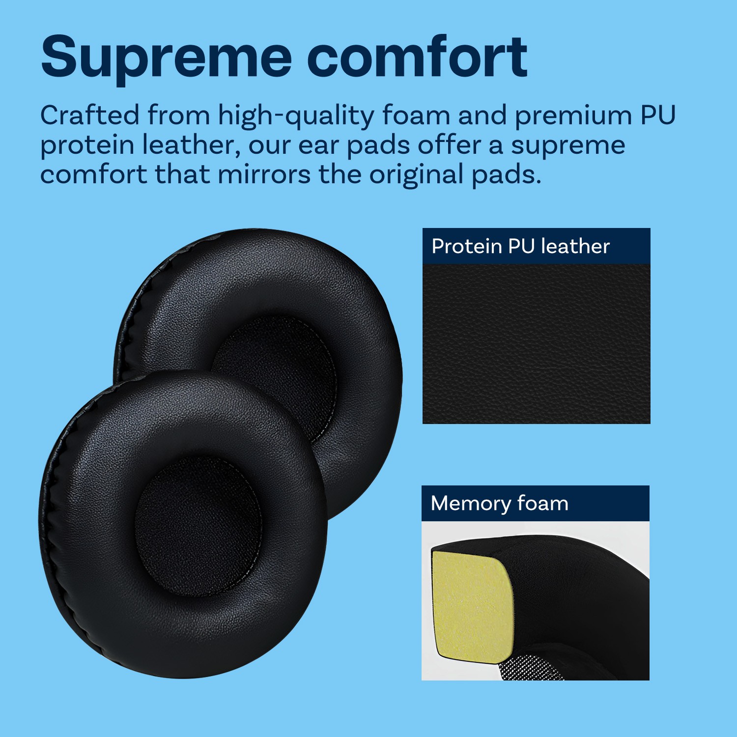 Replacement Ear Pads for Skullcandy Hesh/Hesh 2 - Protein Leather Black