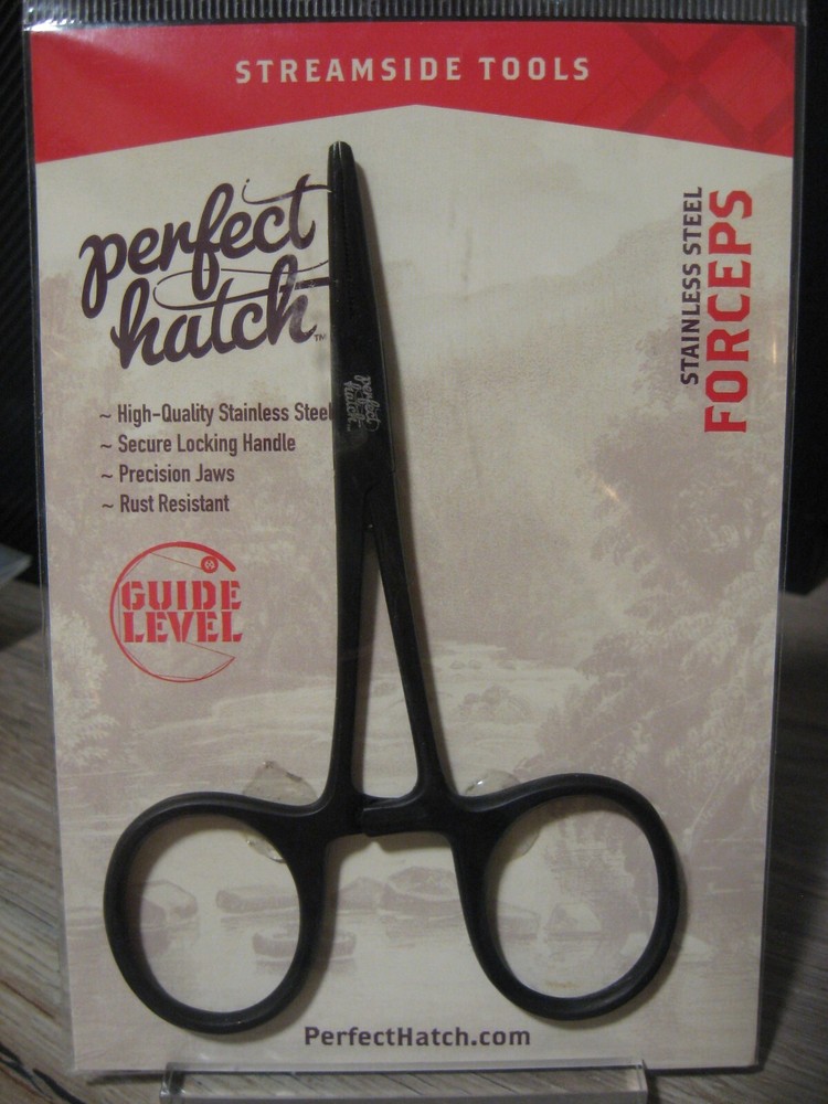Perfect Hatch Fly Fishing - 5" SS Forceps - Black - Locking Handle
