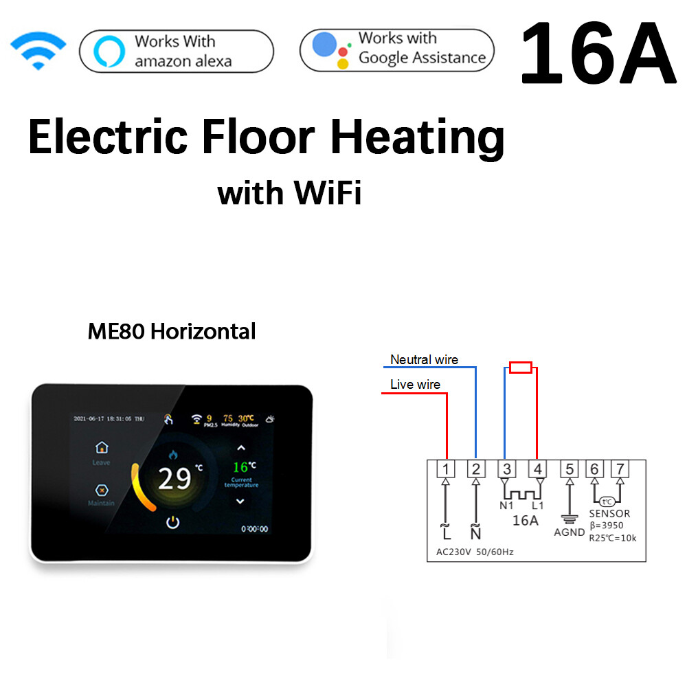 WiFi Smart Thermostat Touch Screen Electric/Water Heating Temperature Controller