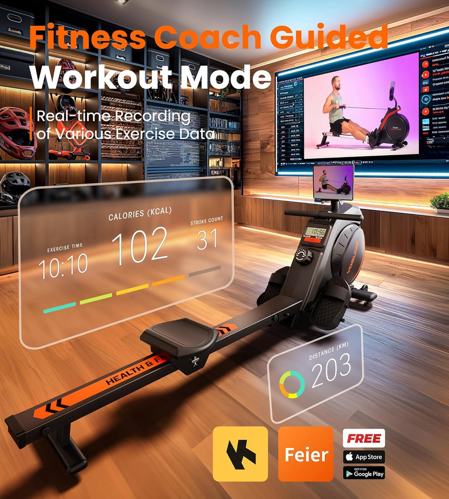 Magnetic Rowing Machine for Home - Rower Machine Use with Bluetooth, App Support
