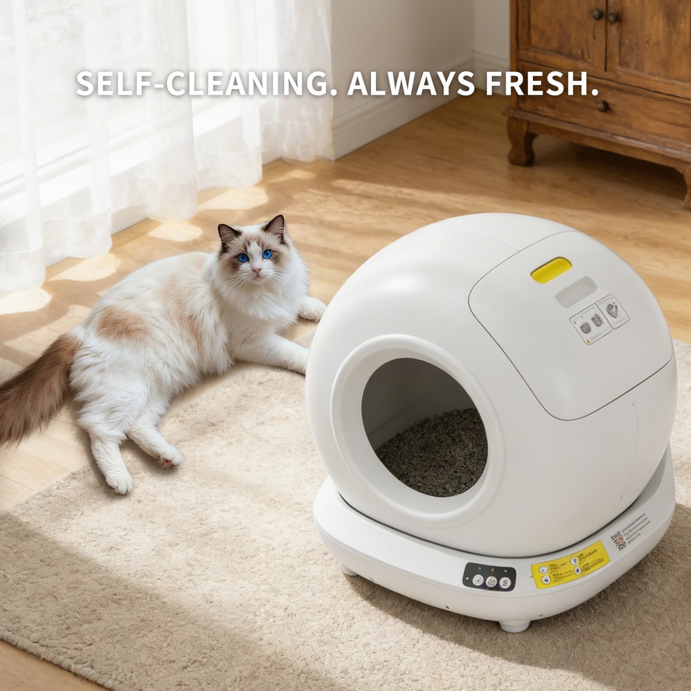 Automatic Cat Litter Box, Fully Self-Cleaning Enclosed Litter Box