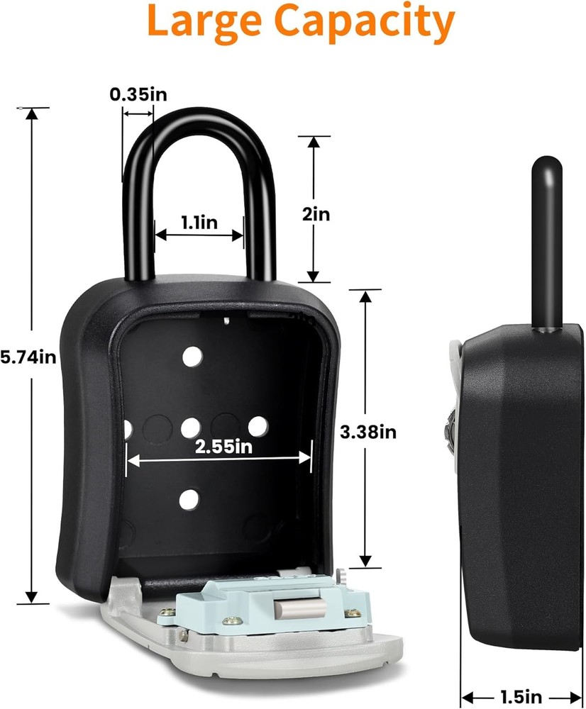 Portable Key Lock Box,Key Holder Safe Security Box for Indoor, Grey