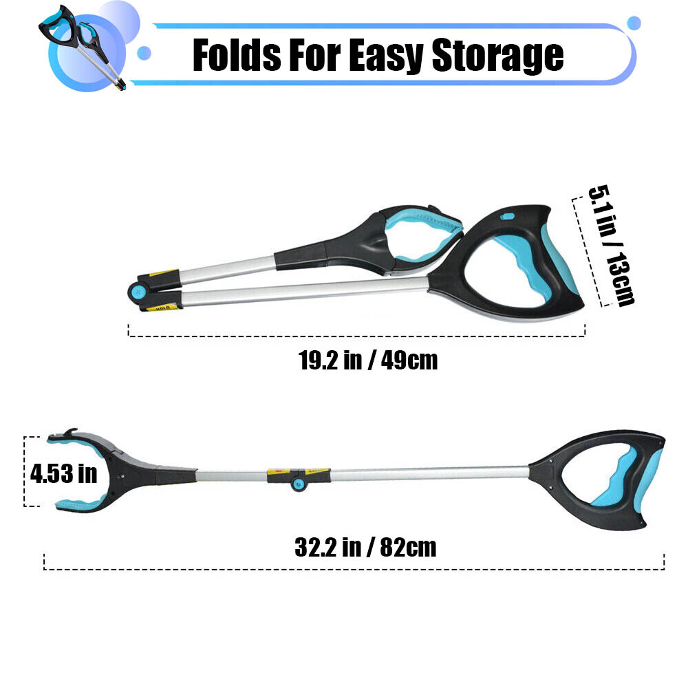 32in Folding Pick Up Tool Extend Grabber Trash Picker Garbage Reaching LED Stick