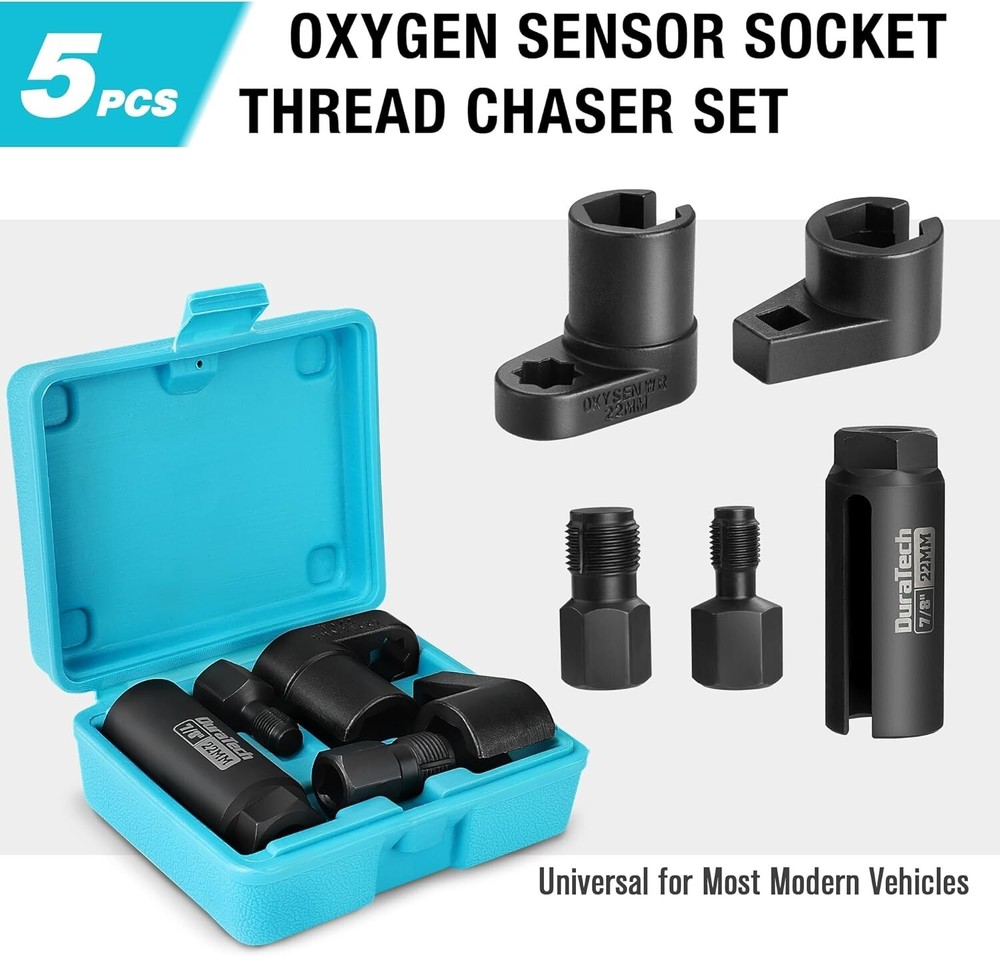DURATECH O2 Oxygen Sensor Socket Thread Chaser 3/8 1/2"x7/8" 22mm Wrench Remover