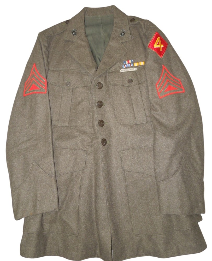 WWII USMC 4th Marine Division Named Technical Sergeant Uniform Jacket Ribbons