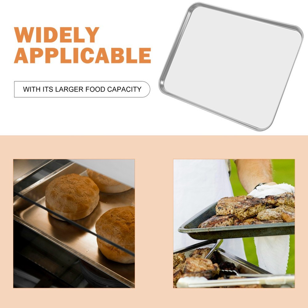 1Pc Large Stainless Steel Baking Tray Rectangular Baking Tray for Restaurant UK