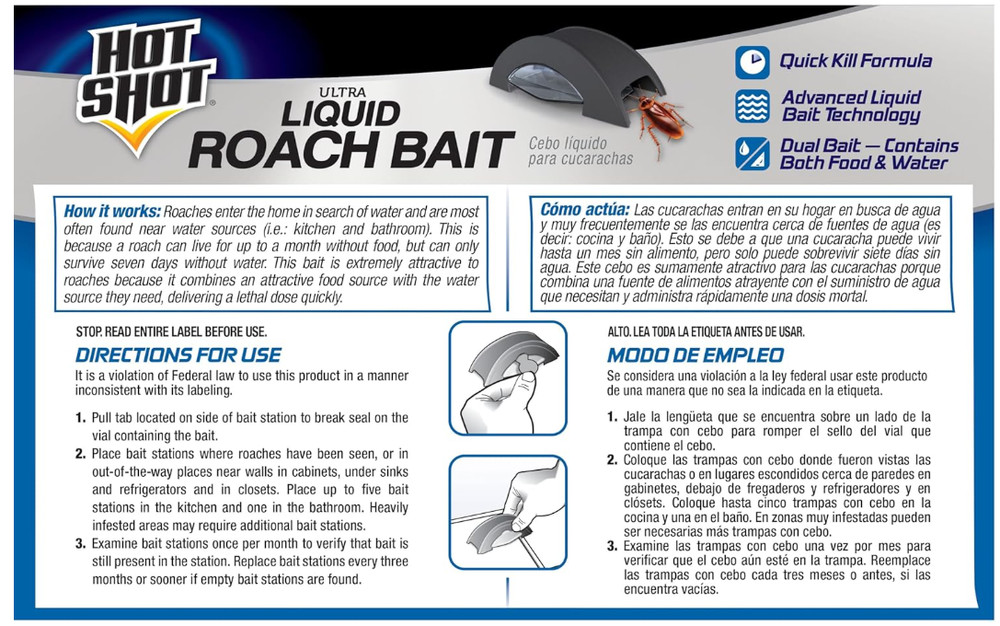 Hot Shot Liquid Roach Bait Killer, 1-Pack, 6-Count