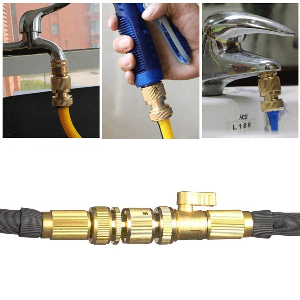 Garden Hose Quick Connectors, Solid Brass 3/4 inch GHT Thread Easy Connect Fi...