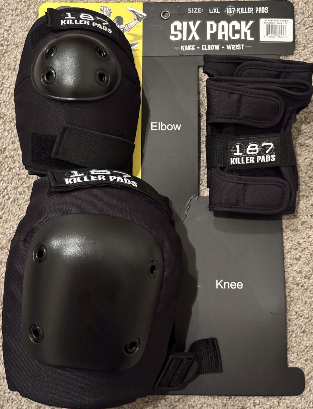 187 Killer Pads 6 Pack Set L/XL Knee - Elbow - Wrist Guards - Skateboard & Derby