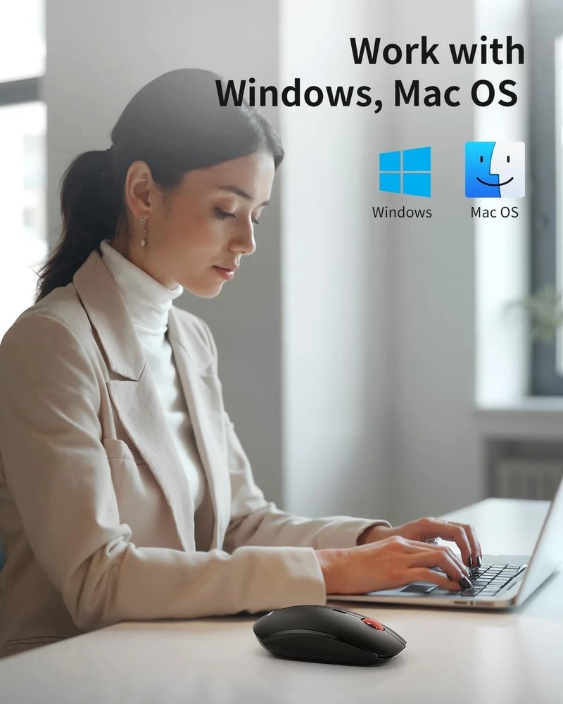 Wireless Mouse, 2.4G Slim Mini Cordless Computer Ergonomic black