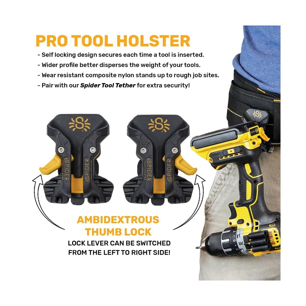 Spider Pro Tool Holster - Upgraded, Self Locking, Quick Draw Universal Tool H...