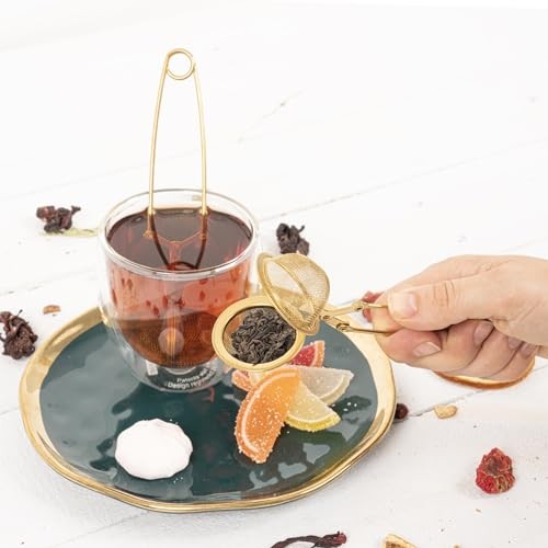 Snap Ball Tea Strainer 3 Pack Tea Infuser with Handle Tea Mesh Infuser Snap
