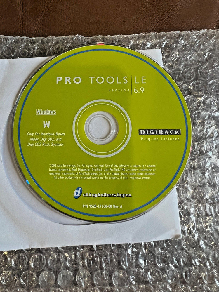 Digidesign Pro Tools LE 6.9 Windows Software Install Disk