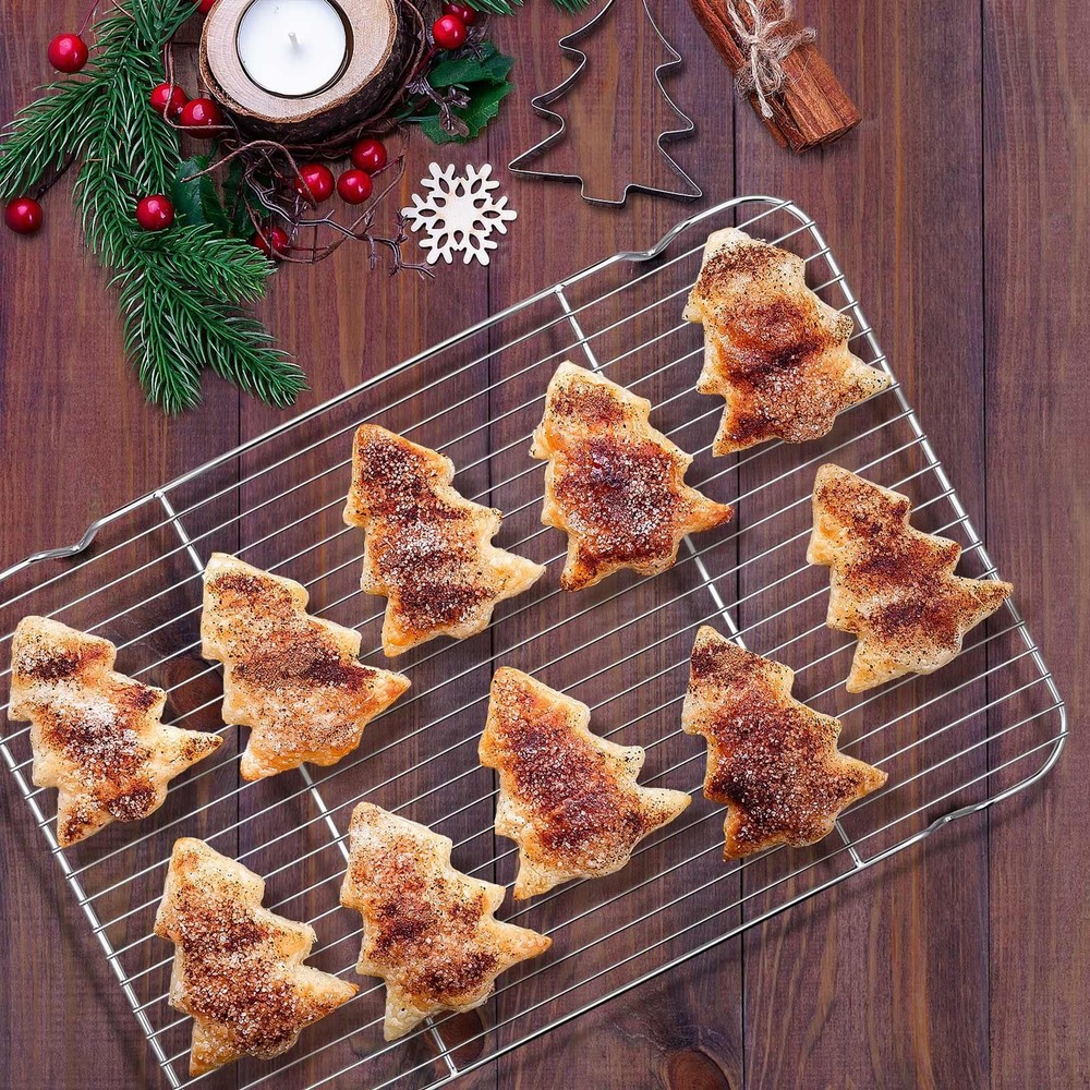 E-far Cookie Sheet with Rack Set, Half Baking Pan for 17.7"x13", Silver