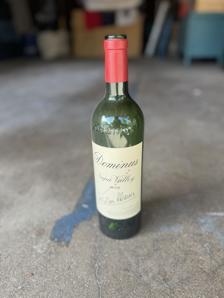 Empty 2018 Dominus Wine Bottle