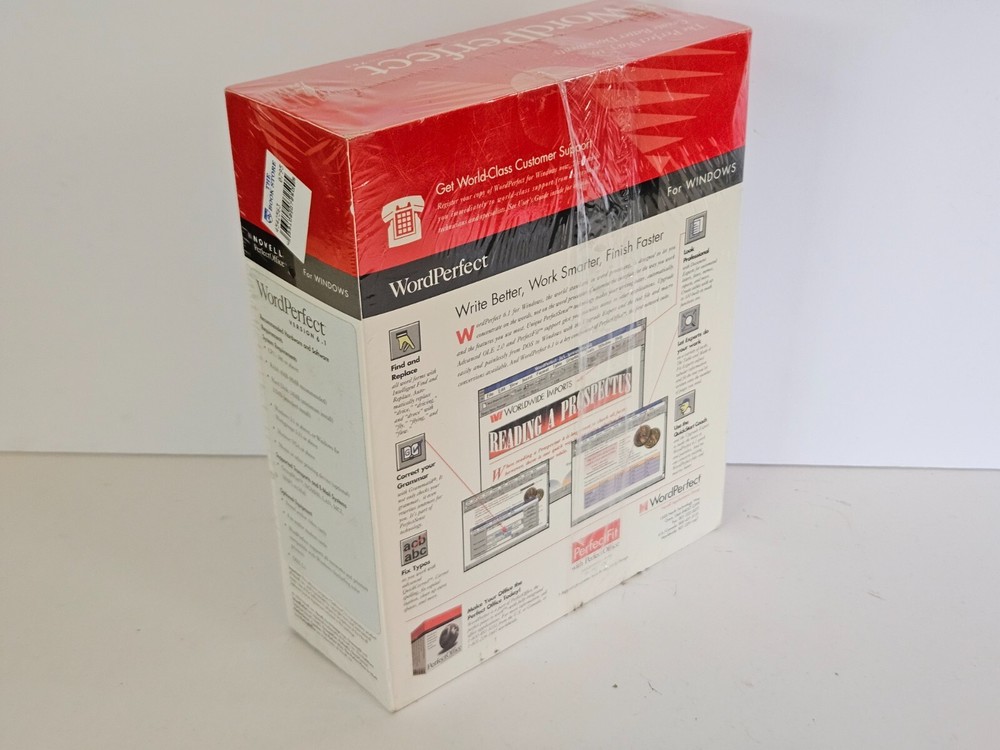 Novell Word Perfect 6.1 Windows Sealed HD Diskettes Word Processor