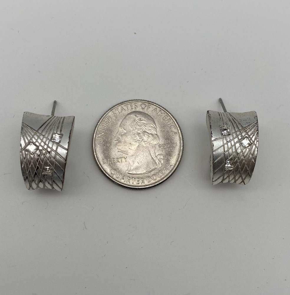 Givenchy Rhinestone Silver Tone Pierced Earrings