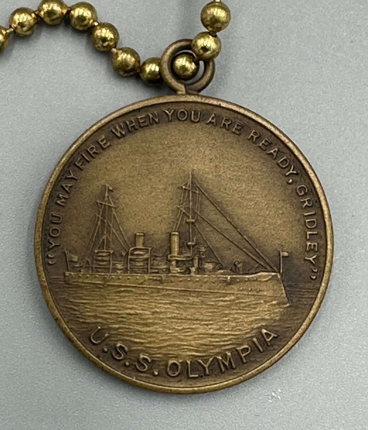 USS OLYMPIA BATTLE SHIP Manilla ADMIRAL DEWEY Flagship Propeller TOKEN Keychain