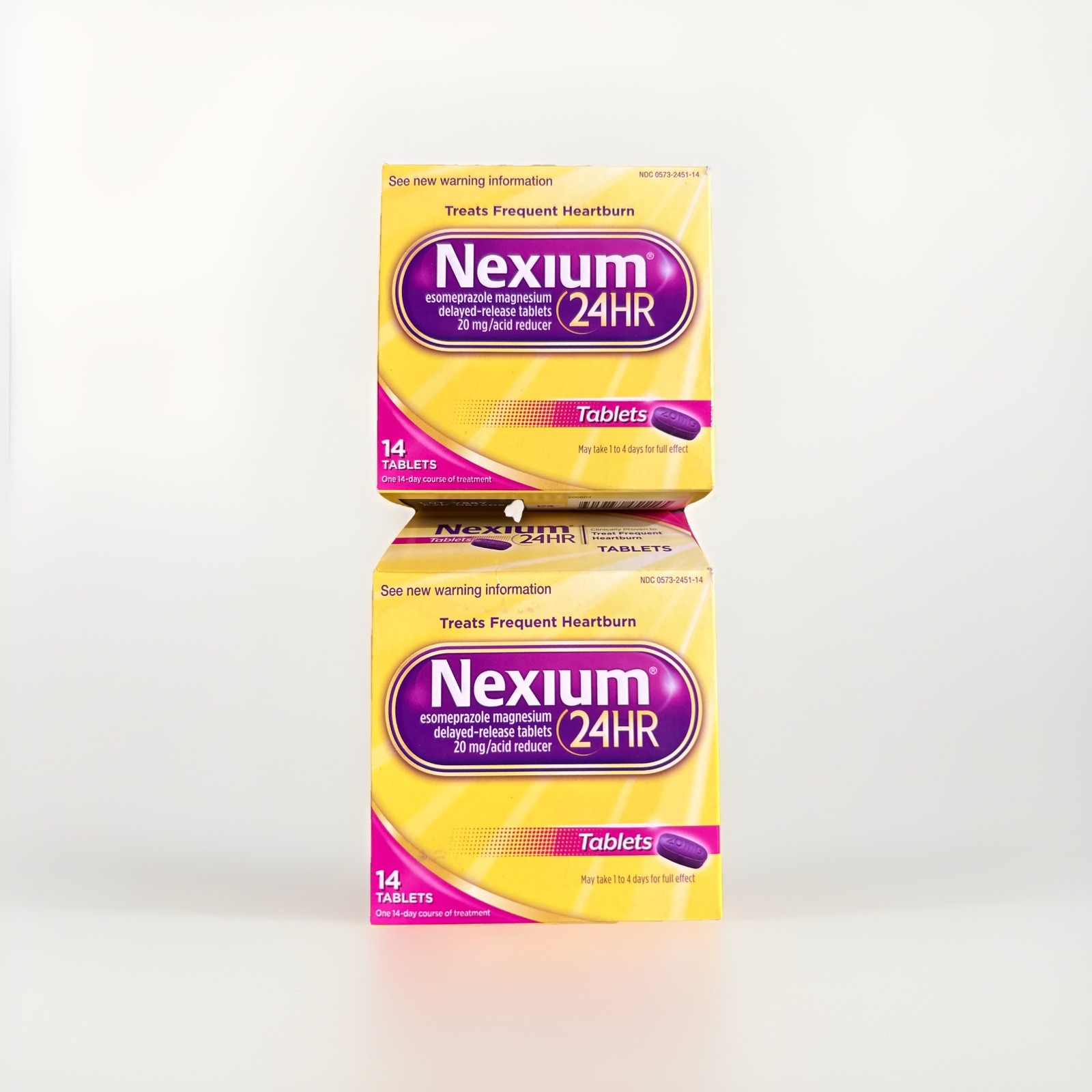 2 Bottles! Nexium 24hr Delayed Release Heartburn Relief 20 mg TABLETS- Exp 8/26