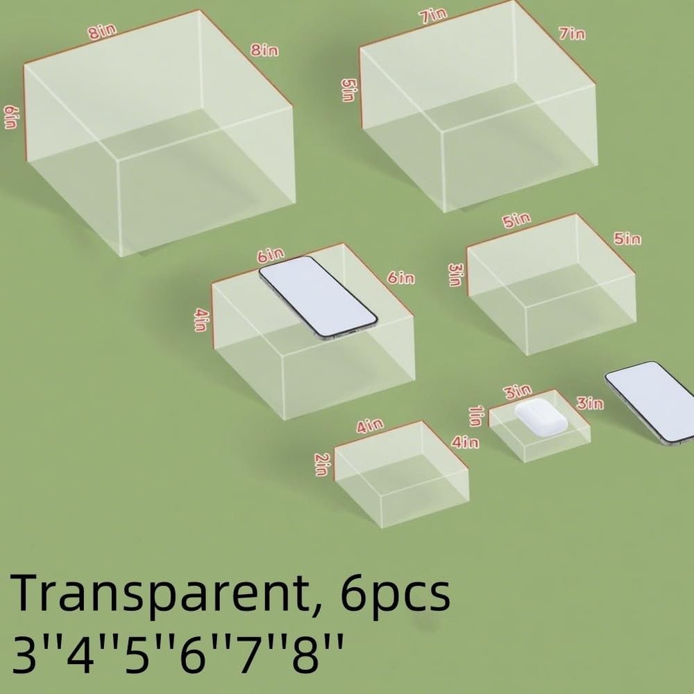 8 Buffet Risers Acrylic Cube Display Stands Risers with Hollow Bottoms Desser...