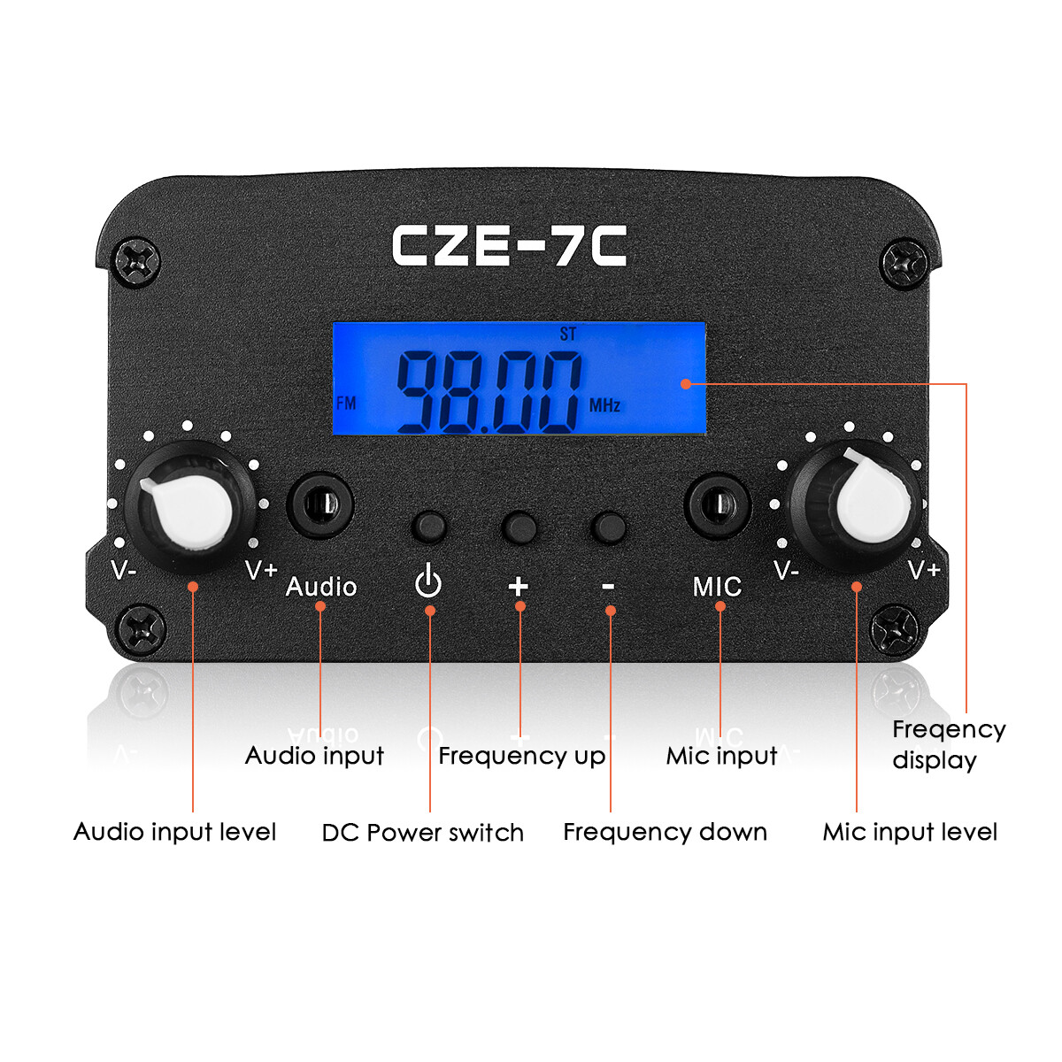 7W Wireless FM Transmitter for Church Long Range Stereo Broadcast Station Radio