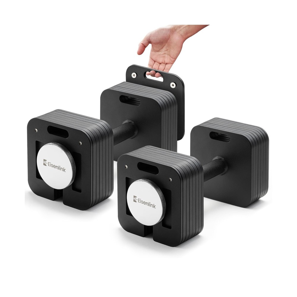 Eisenlink Adjustable Dumbbell Set, 10-50/80lb, 5lb Increments, Quick-Lock Squ...