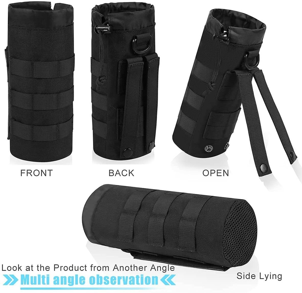Tactical Water Bottle Pouch Molle Pouch Adjustable Drawstring Bottle Holder Bag
