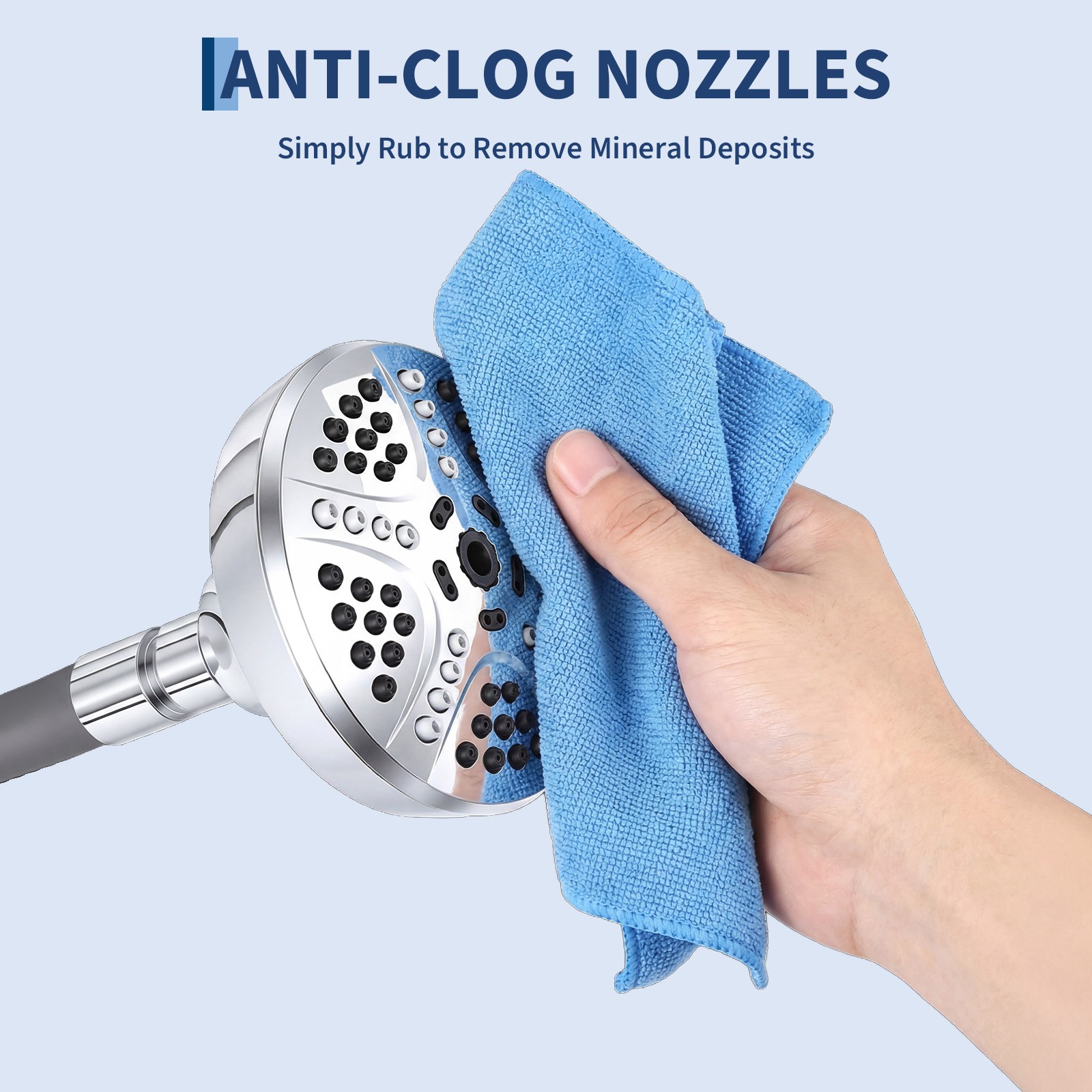 Flexible Shower Head with 18-Inch Adjustable Neck 7-Spray Modes Wall-Mounted