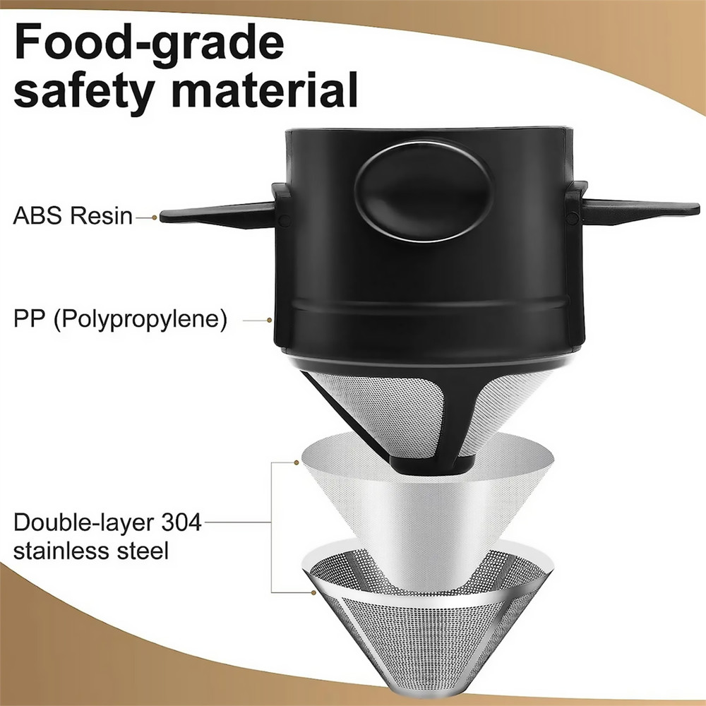 Durable Portable Foldable Coffee Filter Reusable Coffee Funnel Paperless Kit