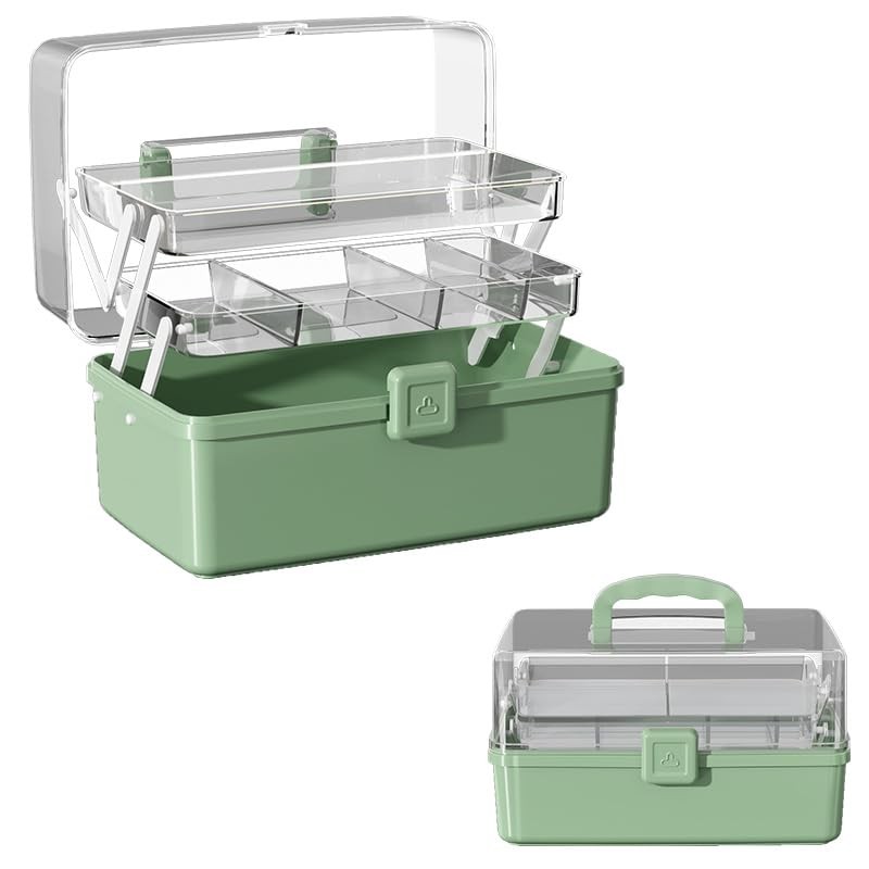 12.9in Three-Layer Multipurpose Storage Box with Handle Portable Tackle Box F...