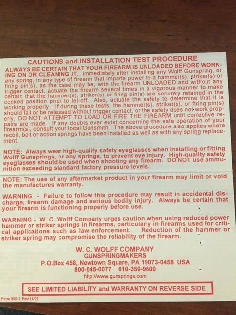 High Standard Slide Lock Spring by WOLFF