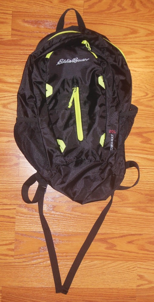 EDDIE BAUER LIGHTWEIGHT STOWAWAY BLACK BACKPACK