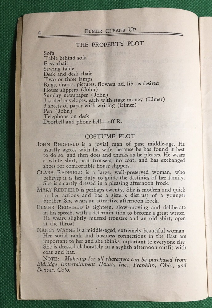 1936 Elmer Cleans Up One-Act Play Script Eldridge Publishing Paul S. McCoy